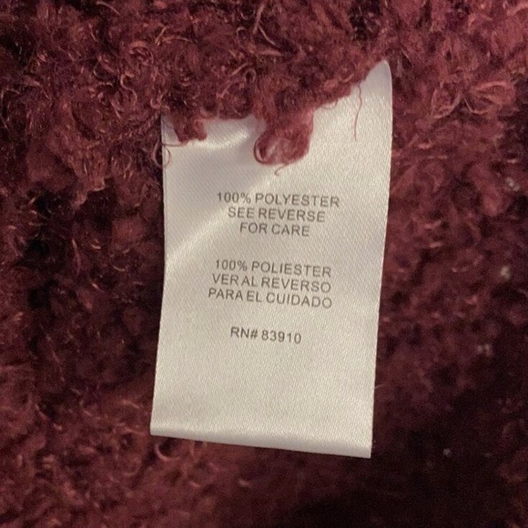 RXB Boucle Knit Maroon Button Front Cardigan Sweater Size Medium - Picture 8 of 8